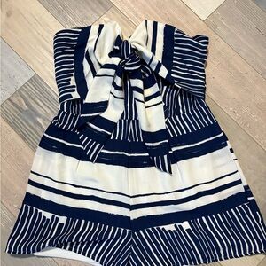 Lulu's Navy and White Striped Romper